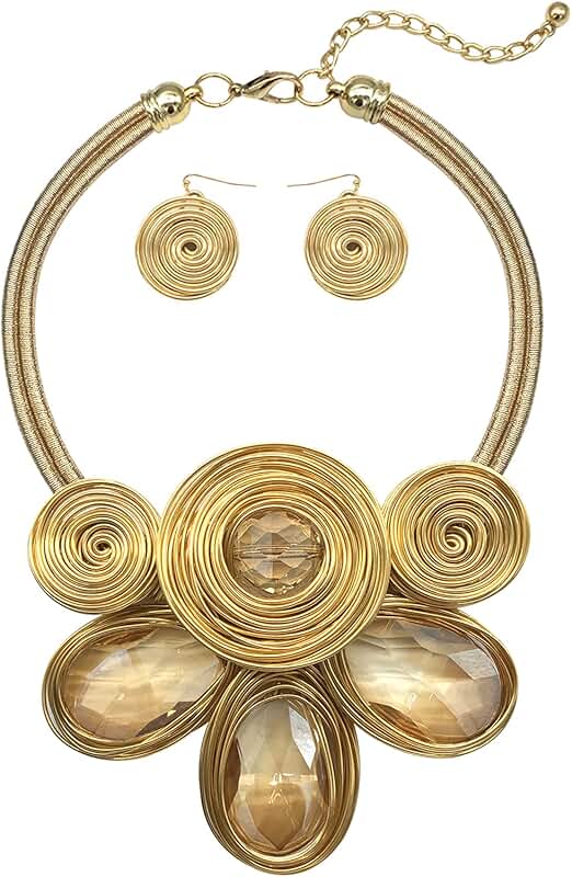 Colorful Chunky African Statement Necklace and Earring Set