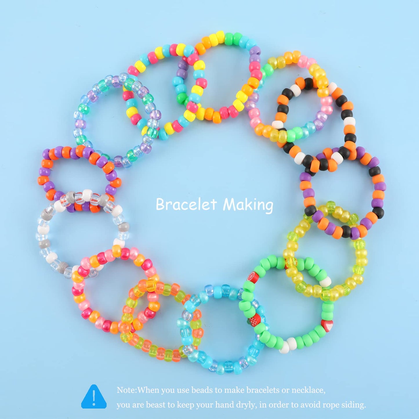 Colorful Pony Beads Kit for Kids Jewelry and Crafts