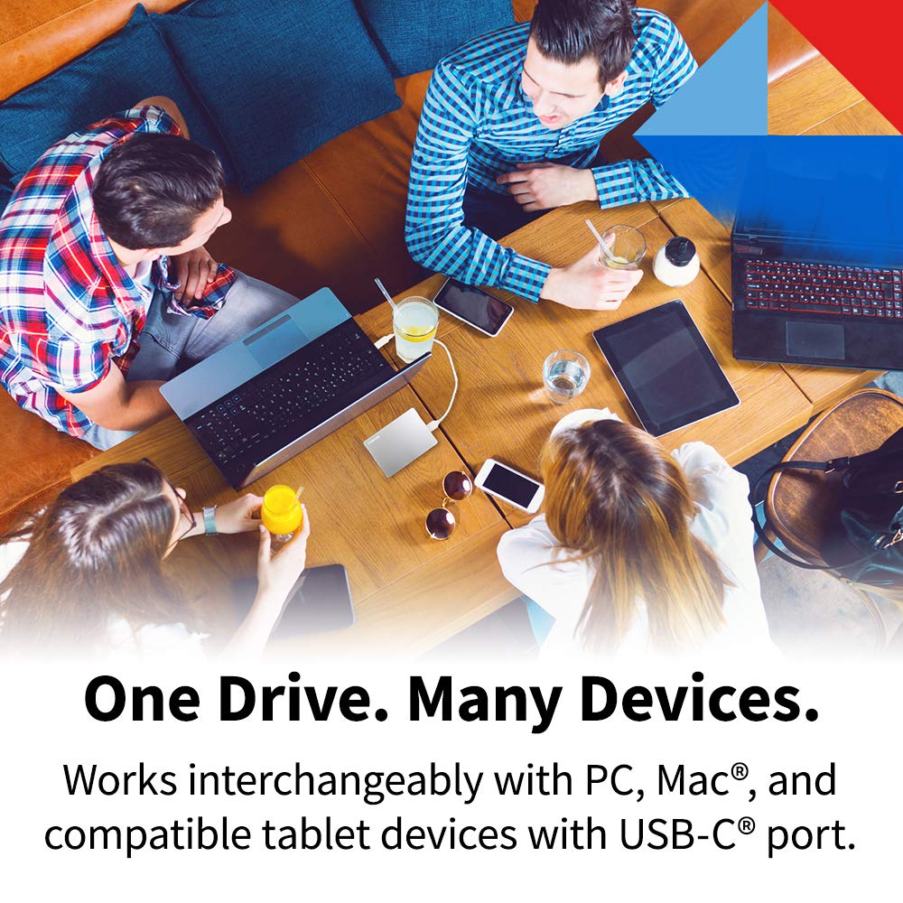 Canvio Flex 2TB Portable External Hard Drive USB-C USB 3.0, Silver for PC, Mac, & Tablet - HDTX120XSCAA