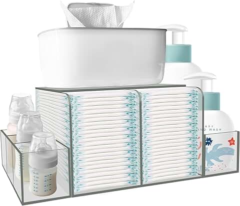Baby Diaper Caddy with Wipe Dispenser and Storage