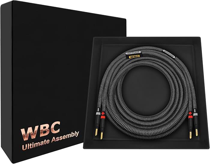 5 Foot 8 AWG OFC Speaker Cable with Gold Banana Plugs