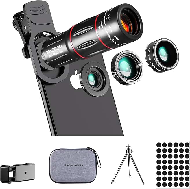 Upgraded Phone Camera Lens Kit with Telephoto, Wide, Macro, and Fisheye