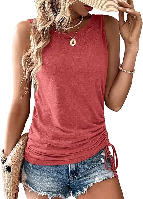 Women's Sleeveless Summer Tank Tops with Crew Neck