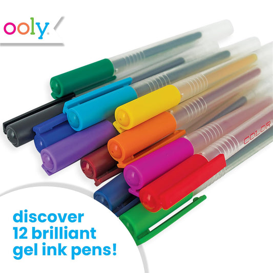 Set of 12 colorful gel pens for drawing and writing