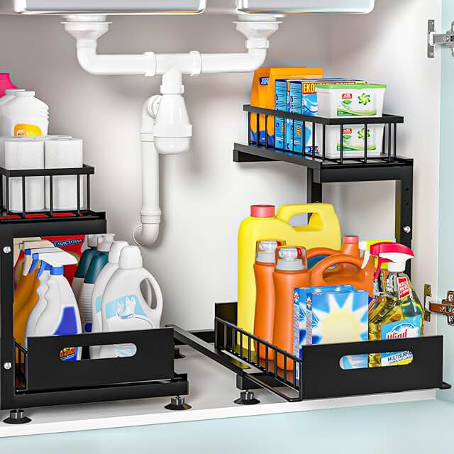 2-Tier Under Sink Drawer with Adjustable Height