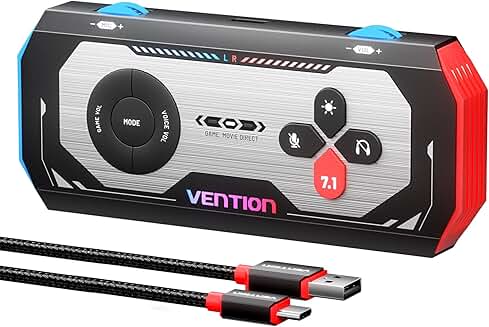USB External Sound Card with 7.1 Surround Sound and RGB Light