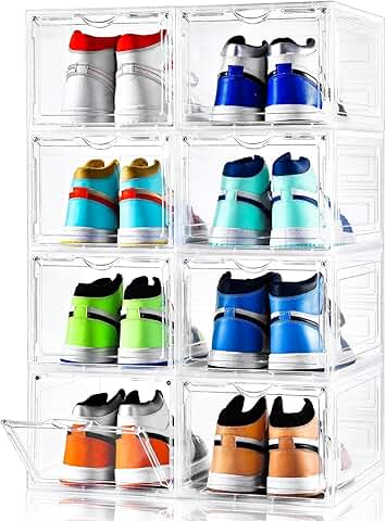 Large Clear Stackable Shoe Storage Box Set of 8