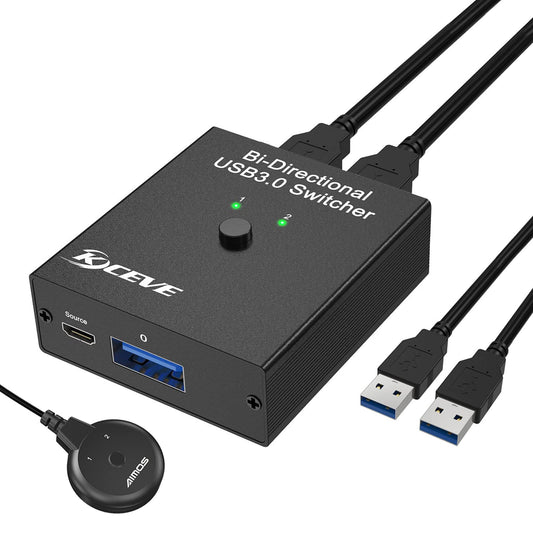 USB 3.0 Switch Selector for Two Computers with Cables