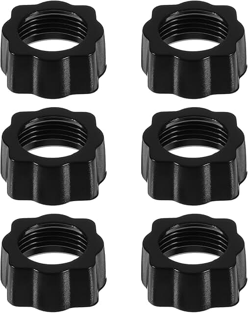 Set of 6 black tightening nuts for car mounts