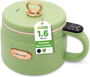Portable 1.6 Qt Electric Rice Cooker with Multi-Function Cooking