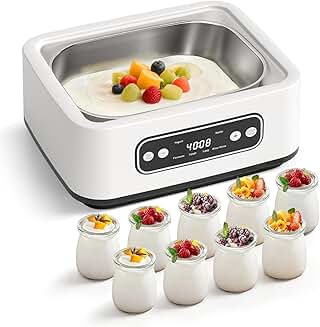 Automatic Yogurt Maker with Glass Jars and Stainless Steel Liner