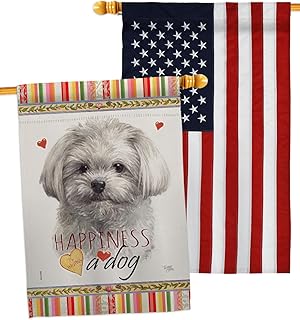 Cute Maltese Dog House Flag Pack for Garden or Yard