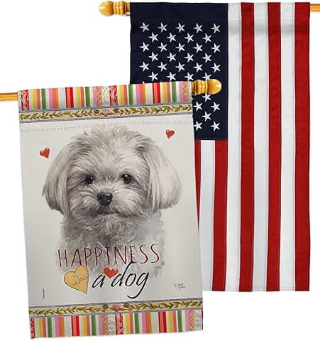 Cute Maltese Dog House Flag Pack for Garden or Yard