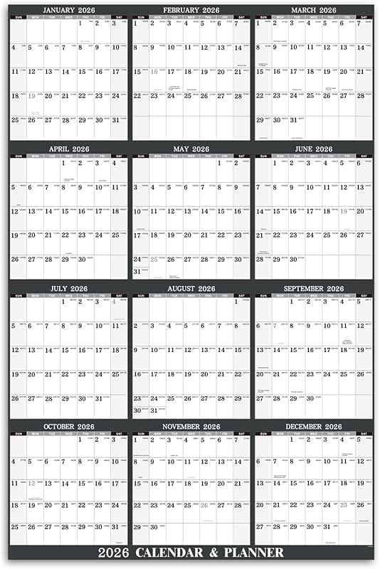 2026 Yearly Wall Calendar with Julian Dates