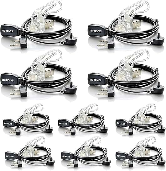 Set of 10 Two-Way Radio Earpieces with Microphone