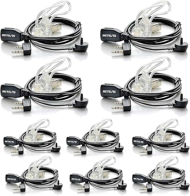 Set of 10 Two-Way Radio Earpieces with Microphone