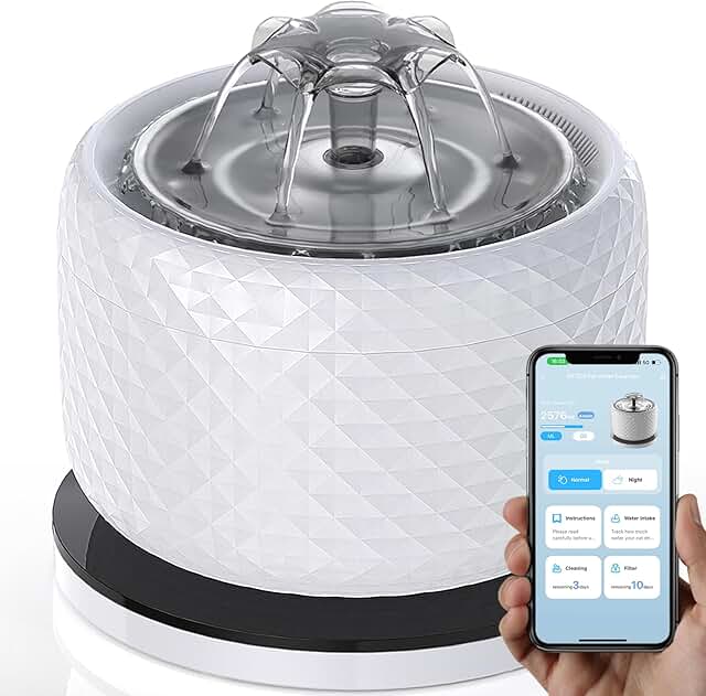 Smart Cat Water Fountain with App Control and Quiet Operation