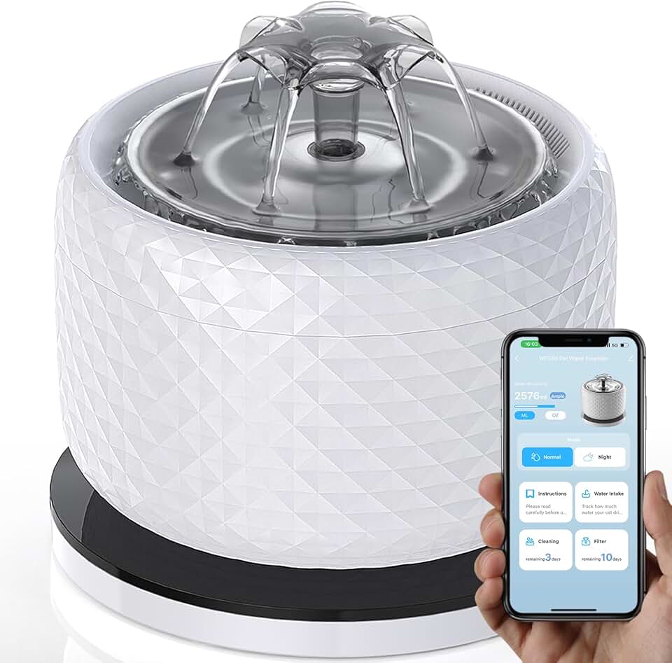 Smart Cat Water Fountain with App Control and Quiet Operation