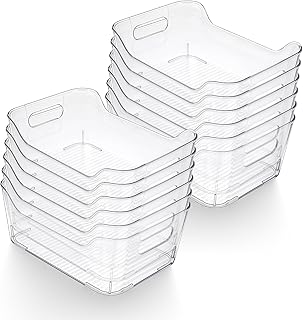 12 Clear Plastic Storage Bins for Home and Kitchen