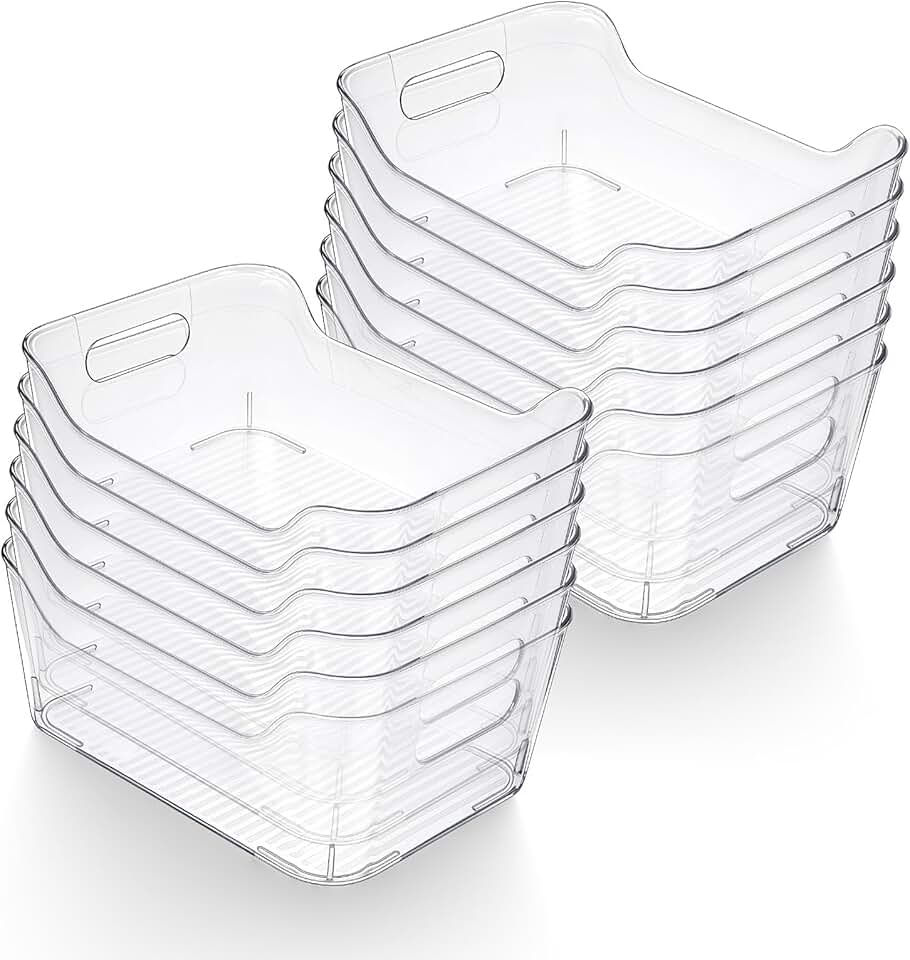 12 Clear Plastic Storage Bins for Home and Kitchen