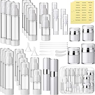 43 Pack Clear Refillable Skincare Jars with Labels