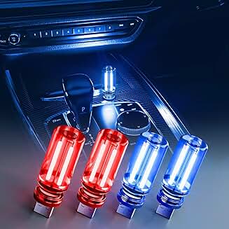Set of 4 USB Car Night Lights with Touch Dimmable LED Bulbs