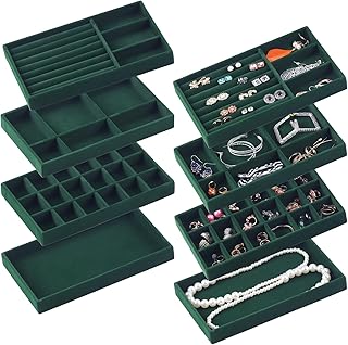 Set of 8 Green Stackable Jewelry Organizer Trays