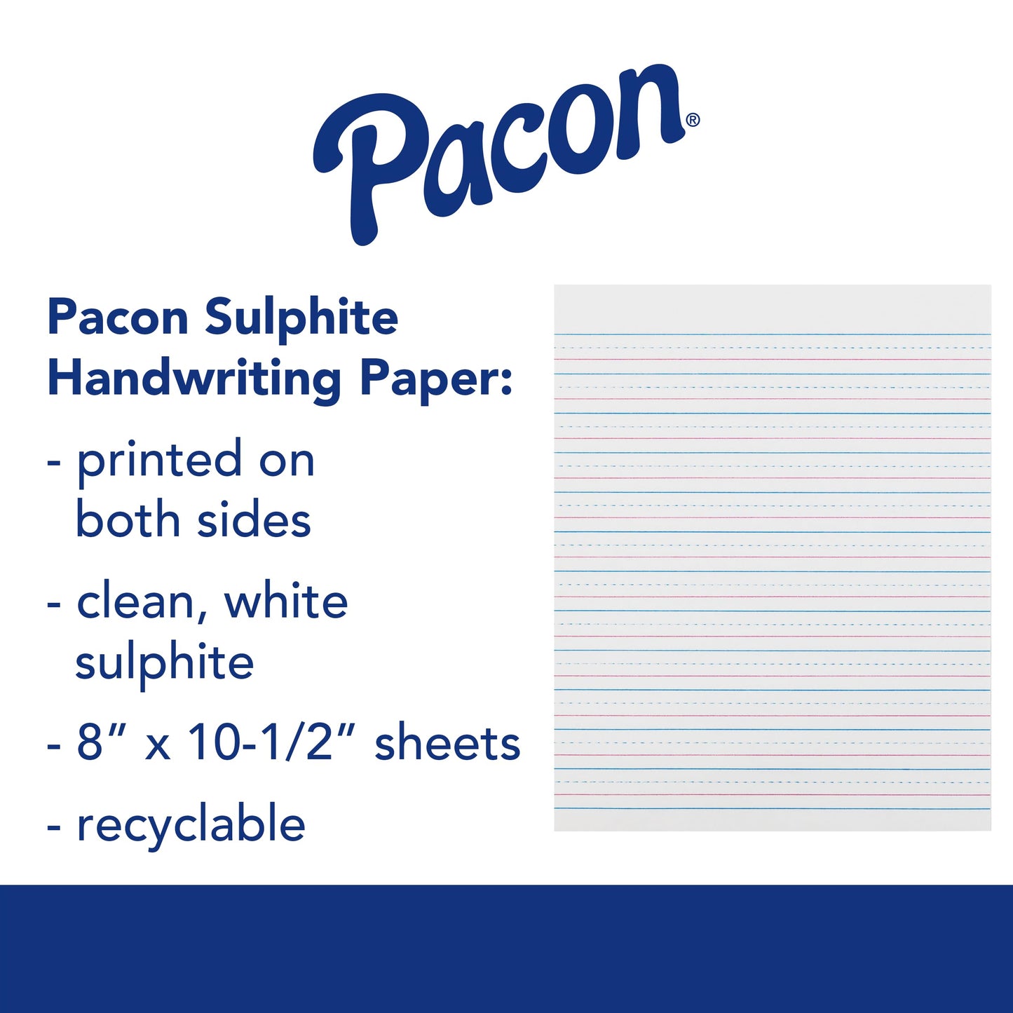 Broken Midline Sulphite Paper, 500 Sheets, 10.5 x 8 inches