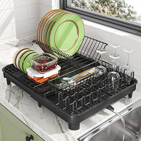 Large Dish Drying Rack with Cutlery Holder