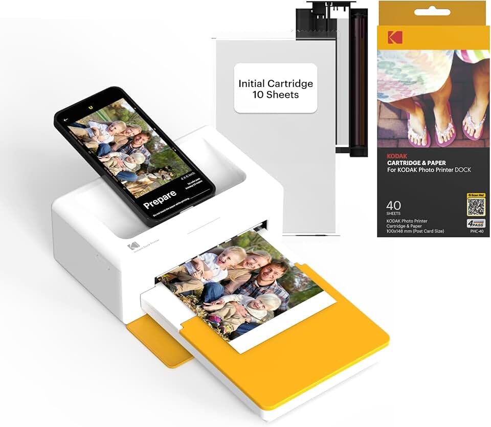 Portable 4x6 Photo Printer with Bluetooth and 50 Sheets