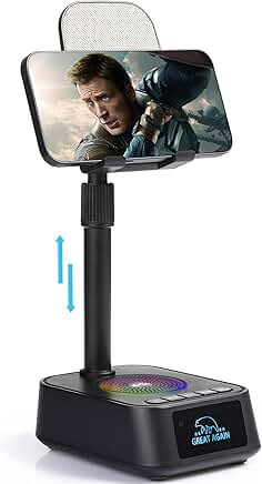 Adjustable Phone Stand with Bluetooth Speaker for All Devices
