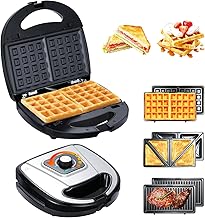 3-in-1 Waffle Maker with Removable Plates