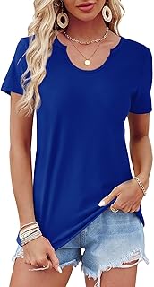 Casual Short Sleeve Scoop Neck T-Shirts for Women