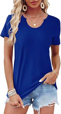 Casual Short Sleeve Scoop Neck T-Shirts for Women