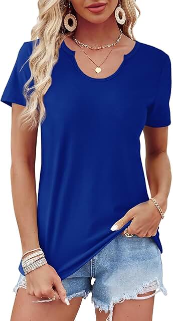 Casual Short Sleeve Scoop Neck T-Shirts for Women