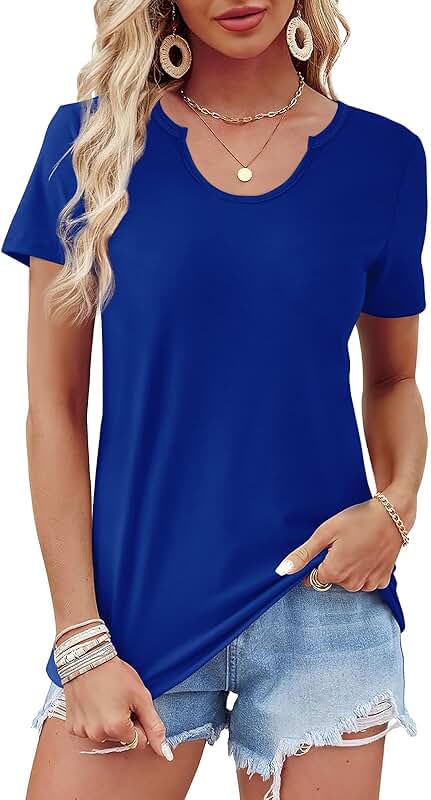 Casual Short Sleeve Scoop Neck T-Shirts for Women