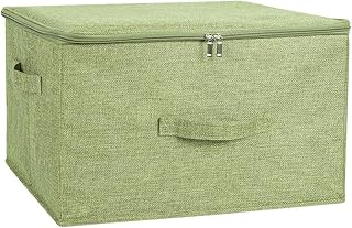Large Green Zippered Fabric Storage Bins with Handles