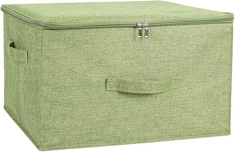 Large Green Zippered Fabric Storage Bins with Handles