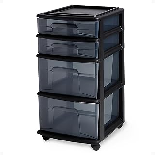 4-Tier Clear Plastic Drawer Organizer Cart