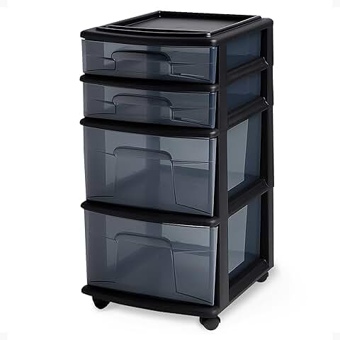 4-Tier Clear Plastic Drawer Organizer Cart