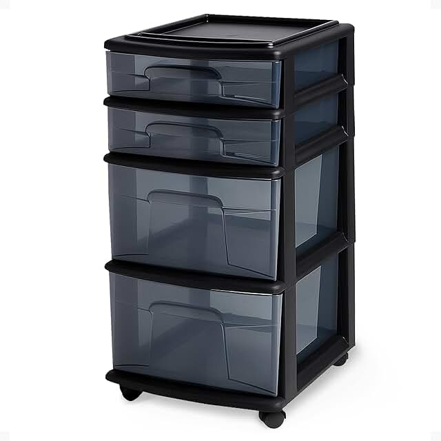 4-Tier Clear Plastic Drawer Organizer Cart