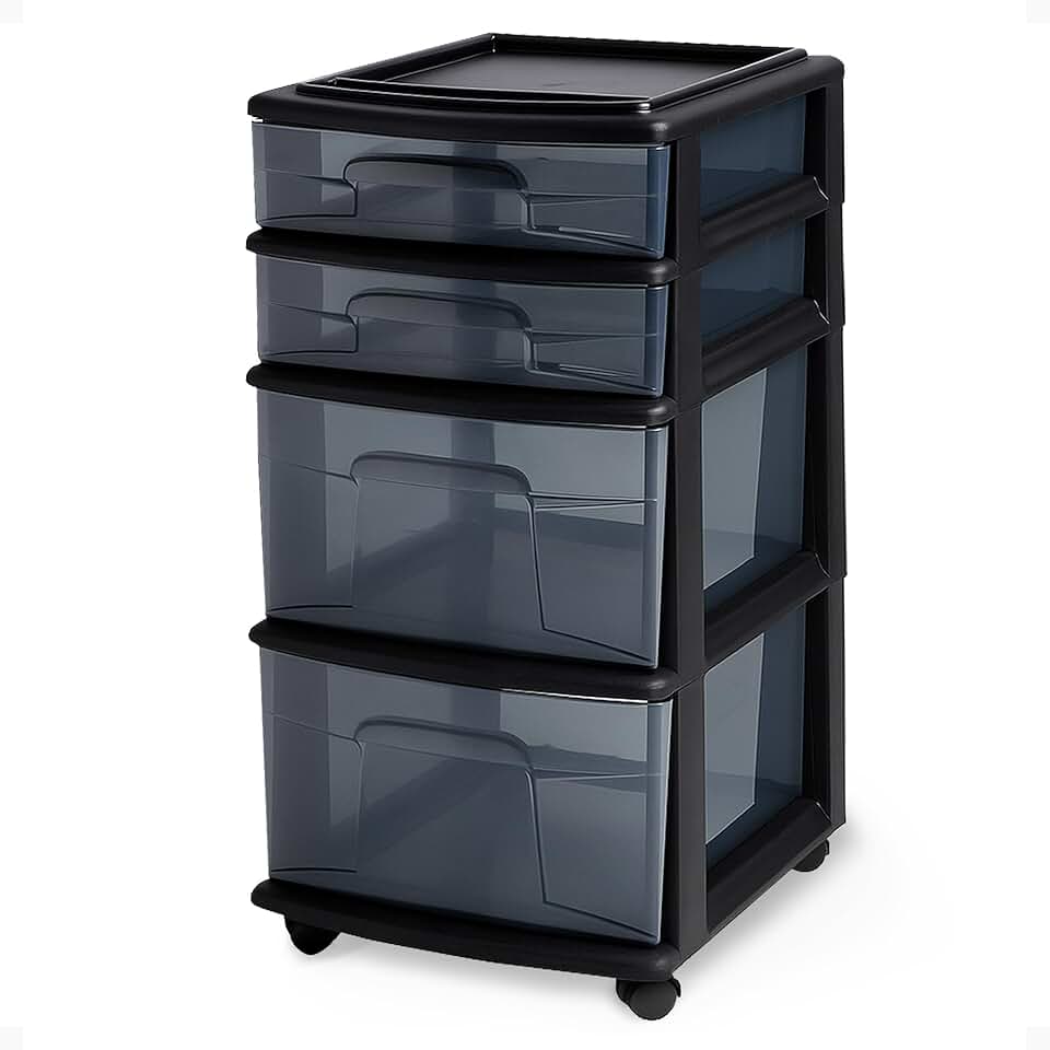 4-Tier Clear Plastic Drawer Organizer Cart