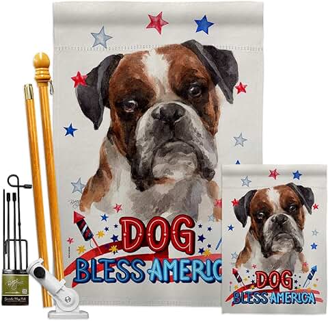 Patriotic Boxer Dog Garden Flag for Yard or Gift