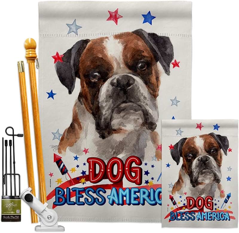 Patriotic Boxer Dog Garden Flag for Yard or Gift