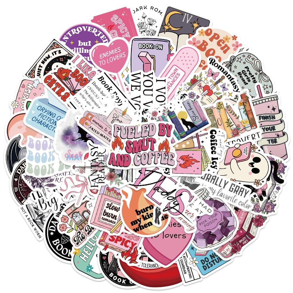 50 Pink Romance Book Stickers for Women and Teens