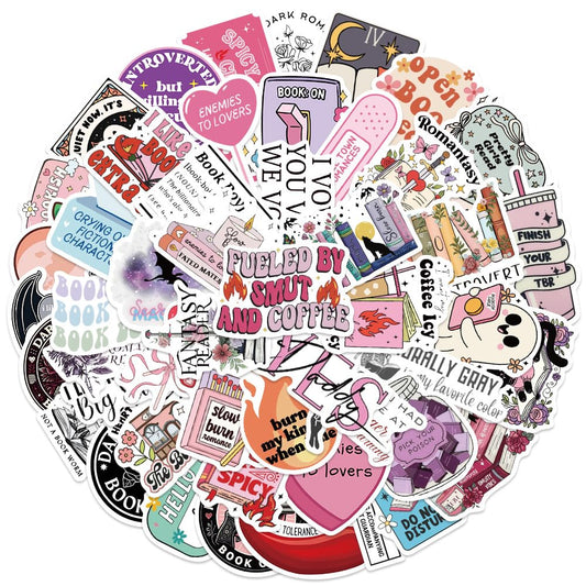 50 Pink Romance Book Stickers for Women and Teens
