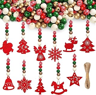 200 Christmas Wooden Beads for Crafts and Decor