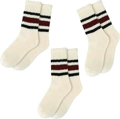 Striped Crew Socks for Women, Mid Calf, Cotton, Cushioned