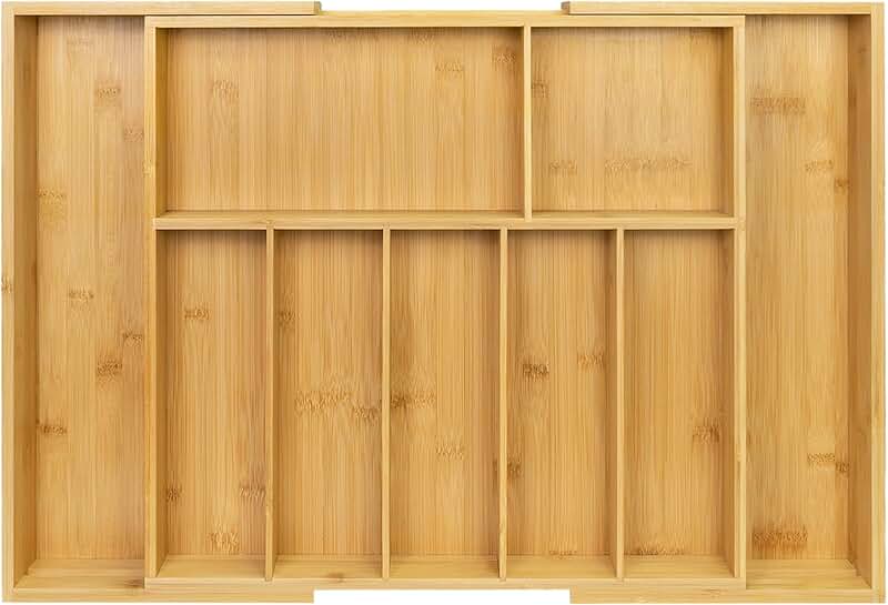 Extra Large Expandable Bamboo Drawer Organizer for Utensils