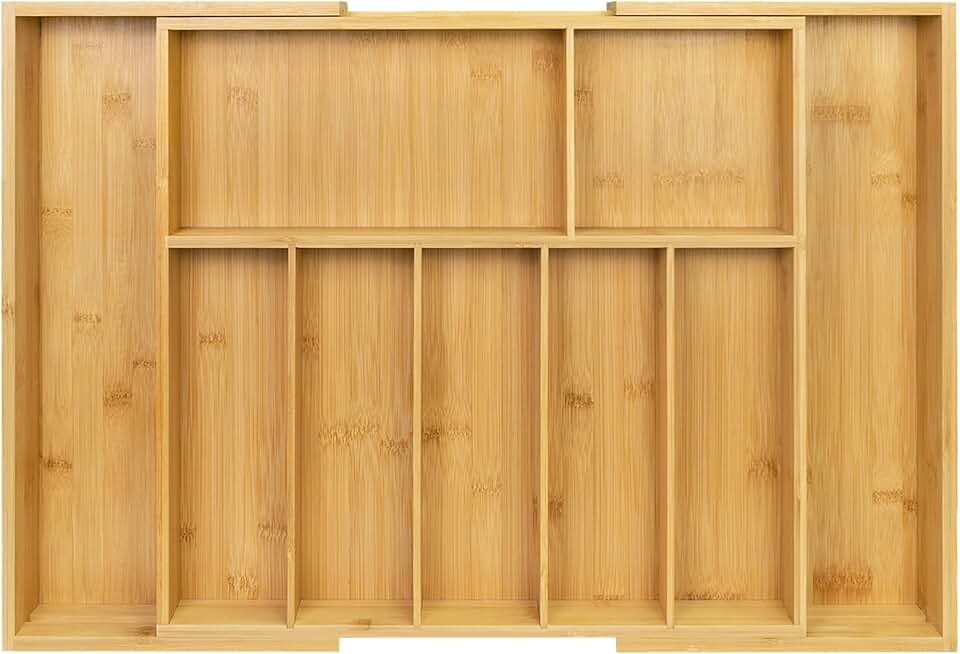 Extra Large Expandable Bamboo Drawer Organizer for Utensils